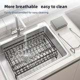 CARLA HOME 2-Tier Dish Drying Rack with Drainage Tray, Utensil Holder, Cup Hooks & Cutting Board Rack for Kitchen (Black) - Low Angle