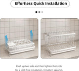 CARLA HOME 2-Tier Dish Drying Rack with Drainage Tray, Utensil Holder, Cup Hooks & Cutting Board Rack for Kitchen (White) - 45-Degree Angle