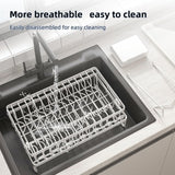 CARLA HOME 2-Tier Dish Drying Rack with Drainage Tray, Utensil Holder, Cup Hooks & Cutting Board Rack for Kitchen (White) - Rear View