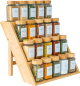 CARLA HOME 3 Tier Bamboo Spice Rack, Countertop Jar Organiser, Kitchen - Side View