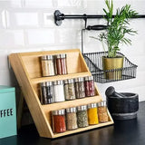 CARLA HOME 3 Tier Bamboo Spice Rack, Countertop Jar Organiser, Kitchen - 45-Degree Angle