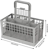 CARLA HOME 8 Slot Universal Dishwasher Cutlery Basket with Handle and Lid which Fits Most Brands (240mm X 135mm X 122mm) - Front View