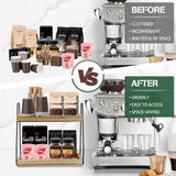 CARLA HOME 2-Tier Wooden Coffee Station Rack Organizer for Coffee Bar, Condiments, Syrups, Storage Jars & Spice Storage Shelf - Side View
