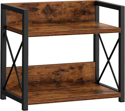 CARLA HOME 2-Tier Countertop Shelf Organizer Rustic Wood Kitchen Spice Rack for Storage, Condiments & Cabinet Organization