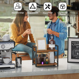 CARLA HOME 2-Tier Countertop Shelf Organizer Rustic Wood Kitchen Spice Rack for Storage, Condiments & Cabinet Organization - 45-Degree Angle