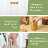 CARLA HOME 6 Pack Glass Storage Jars with Bamboo Lids for Kitchen Pantry, Pasta, Snacks, Cookies, Candy & More - Top-Down View
