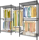 CARLA HOME Heavy Duty Clothing Garment Rack Organizer with Hanging Rods & Storage Shelves for Clothe