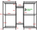 CARLA HOME Heavy Duty Clothing Garment Rack Organizer with Hanging Rods & Storage Shelves for Clothes, Shoes & Wardrobe - Front View
