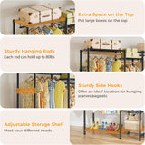CARLA HOME Heavy Duty Clothing Garment Rack Organizer with Hanging Rods & Storage Shelves for Clothe