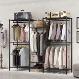 CARLA HOME Heavy Duty Clothing Garment Rack Organizer with Hanging Rods & Storage Shelves for Clothe