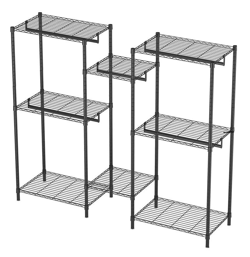 CARLA HOME Heavy Duty Clothing Garment Rack Organizer with Hanging Rods & Storage Shelves for Clothe
