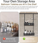 CARLA HOME Over the Door 2-tier Shower Caddy Organizer Shelf with Hooks for Bathroom - Top-Down View
