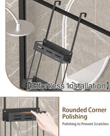 CARLA HOME Over the Door 2-tier Shower Caddy Organizer Shelf with Hooks for Bathroom - Rear View