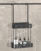 CARLA HOME Over the Door 2-tier Shower Caddy Organizer Shelf with Hooks for Bathroom - Close-Up Angle