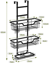 CARLA HOME Over the Door 3-tier Shower Caddy Organizer Shelf with Hooks for Bathroom - Top-Down View
