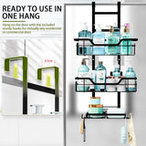 CARLA HOME Over the Door 3-tier Shower Caddy Organizer Shelf with Hooks for Bathroom - Low Angle