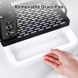 CARLA HOME Kitchen Sink Caddy Organizer with Sponge, Soap & Brush Storage and Rag Rack, Drain Tray & Utensil Holder - Close-Up Angle