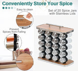 CARLA HOME 20-Jar Spice Rack Organizer Storage for Kitchen Countertop or Cabinet - Top-Down View