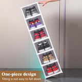 CARLA HOME 6-Tier Stackable Shoe Storage Box Organizer with Clear Door for Closet, Entryway or Cabinet - Rear View