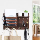 CARLA HOME Rustic Wood Wall Mounted Key and Mail Holder Organizer with Shelf, Letter Slot & 6 Hooks for Entryway Decor Home - Side View