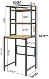 CARLA HOME 3-Tier Over Washing Machine Storage Rack Laundry Shelf Organizer for Bathroom or Toilet (Black) - Side View