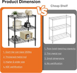 CARLA HOME 3-Tier Adjustable Metal Storage Shelves Wire Rack Organizer for Kitchen, Pantry, Bathroom or Laundry Room (45cm W x 40cm D x 103cm H) - Top-Down View