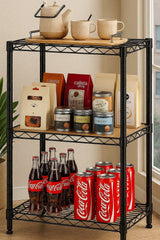 CARLA HOME 3-Tier Adjustable Metal Storage Shelves Wire Rack Organizer for Kitchen, Pantry, Bathroom or Laundry Room (45cm W x 40cm D x 103cm H) - Low Angle