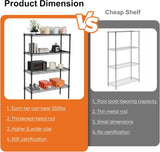 CARLA HOME 4-Tier Adjustable Metal Storage Shelves Wire Rack Organizer for Kitchen, Pantry, Bathroom or Laundry Room (60cm W x 40cm D x 126cm H) - Side View