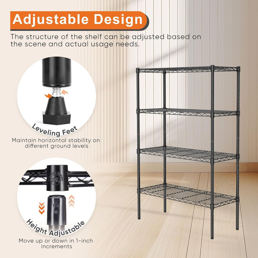 CARLA HOME 4-tier adjustable metal wire storage rack, 60cm wide, image 5