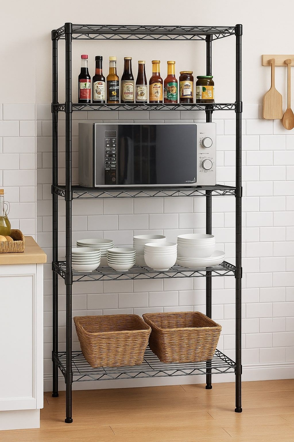 CARLA HOME 5-Tier Adjustable Metal Storage Shelves Wire Rack Organizer for Kitchen, Pantry, Bathroom or Laundry Room (60cm W x 40cm D x 145cm H)