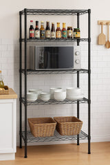 CARLA HOME 5-Tier Adjustable Metal Storage Shelves Wire Rack Organizer for Kitchen, Pantry, Bathroom or Laundry Room (60cm W x 40cm D x 145cm H) - Front View