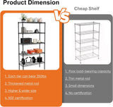 CARLA HOME 5-Tier Adjustable Metal Storage Shelves Wire Rack Organizer for Kitchen, Pantry, Bathroom or Laundry Room (60cm W x 40cm D x 145cm H) - Top-Down View