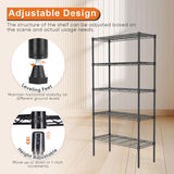 CARLA HOME 5-Tier Adjustable Metal Storage Shelves Wire Rack Organizer for Kitchen, Pantry, Bathroom or Laundry Room (60cm W x 40cm D x 145cm H) - 45-Degree Angle
