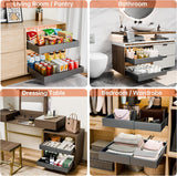 CARLA HOME 2 Pack Pull Out Cabinet Organizer Expandable for Cabinets with Adjustable Slide Out Shelves and Easy Installation (Grey) - 45-Degree Angle