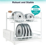 CARLA HOME 2-Tier Large Dish Drying Rack with Drainboard, Utensil Holder, Glass Hooks & Cutlery Storage (White) - Extra Image