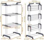 CARLA HOME Folding Clothes Drying Rack with Wheels and Adjustable Side Wings for Laundry Rack and Clothes, Storage