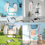 CARLA HOME Folding Clothes Drying Rack with Wheels and Adjustable Side Wings for Laundry Rack and Clothes Storage (Upgraded Model) - Side View