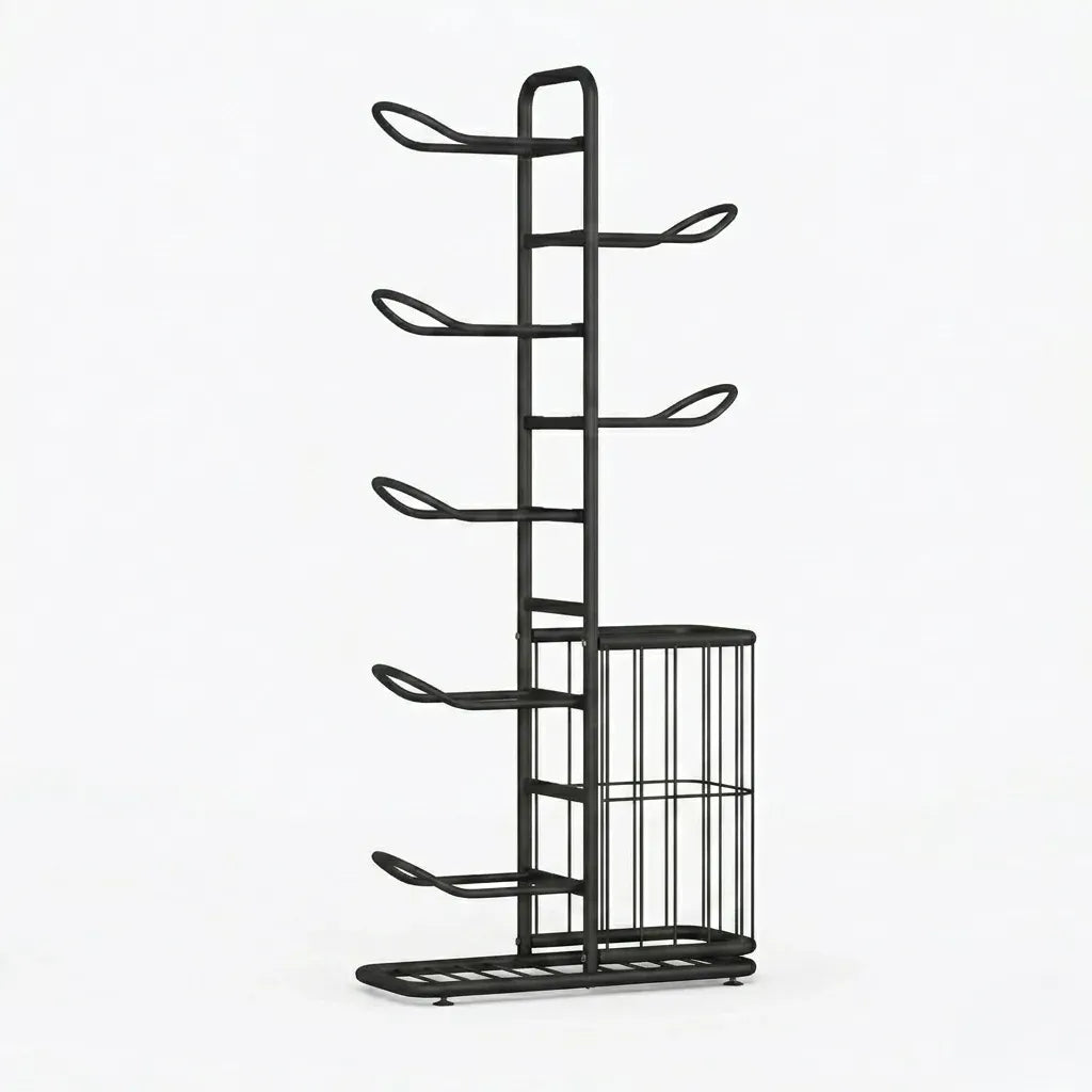CARLA HOME 7 Tier Ball Storage Rack - Sports Organiser - Black - Basketball Storage Rack