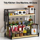 CARLA HOME 2-Tier Wooden Kitchen Countertop Spice Rack for Storage of Condiments, Oils, Jars & Seasoning Bottles - Side View