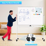 CARLA HOME Double-Sided Magnetic Whiteboard 120x90cm with Wheels, Reversible Design for School, Office & Home - 45-Degree Angle