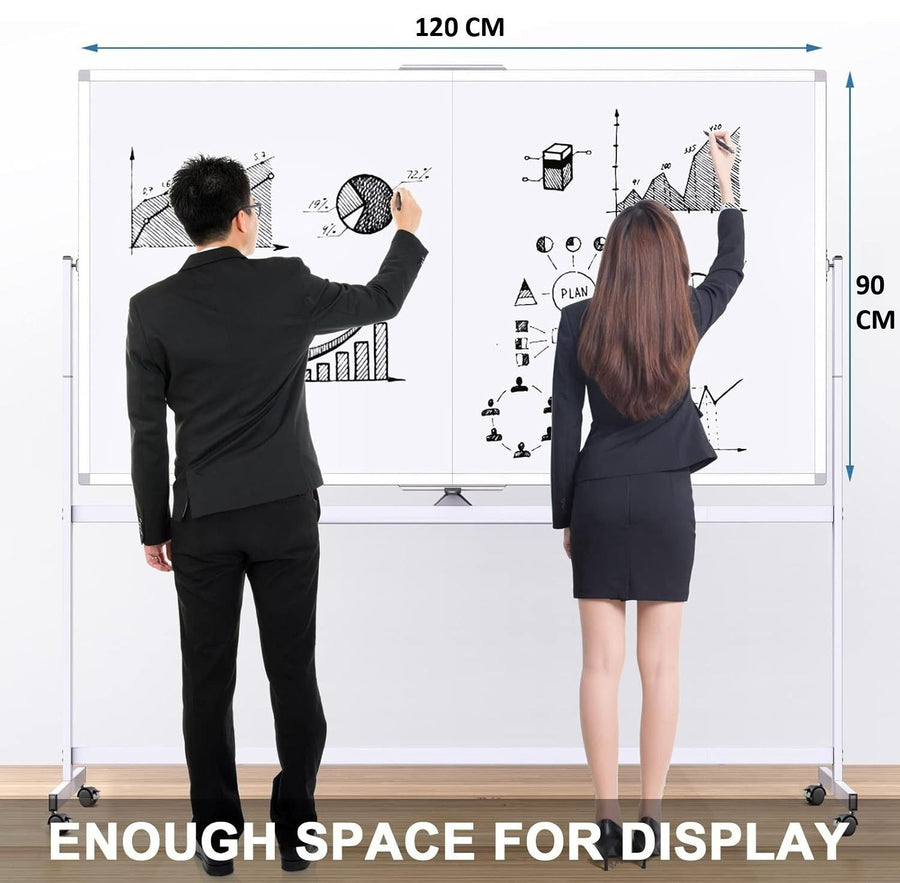 CARLA HOME Double-Sided Magnetic Whiteboard 120x90cm with Wheels, Reversible Design for School, Office & Home, image 9