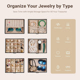 CARLA HOME 6-Layer Large Jewelry Box for Women withDrawers, Mirror, Lock, Necklace Hooks & Side Compartments for Rings, Earrings, Bracelets, Gifts (Black) - Top-Down View