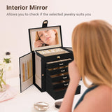CARLA HOME 6-Layer Large Jewelry Box for Women withDrawers, Mirror, Lock, Necklace Hooks & Side Compartments for Rings, Earrings, Bracelets, Gifts (