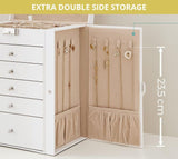 CARLA HOME 6-Layer Large Jewelry Box for Women withDrawers, Mirror, Lock, Necklace Hooks & Side Compartments for Rings, Earrings, Bracelets, Gifts (White) - Low Angle