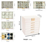 CARLA HOME  6-Layer Large Jewelry Organizer Box for Women with Mirror, Drawers, Hooks & Dividers for Rings, Necklaces, Bracelets, Ideal Gift for Women (White) - Side View