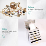 CARLA HOME  6-Layer Large Jewelry Organizer Box for Women with Mirror, Drawers, Hooks & Dividers for Rings, Necklaces, Bracelets, Ideal Gift for Women (White) - Close-Up Angle