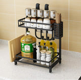 CARLA HOME 2-Tier Kitchen Spice Rack Organizer Storage Shelf for Condiments, Oil Bottles, Utensils, Cutting Board & More - Front View