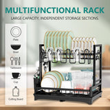 CARLA HOME Dish Drying Rack 2-Tier Kitchen Drainer with Drainboard - Front View