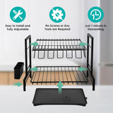 CARLA HOME Dish Drying Rack 2-Tier Kitchen Drainer with Drainboard - 45-Degree Angle