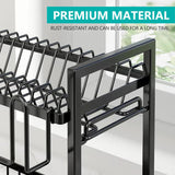 CARLA HOME Dish Drying Rack 2-Tier Kitchen Drainer with Drainboard - Low Angle